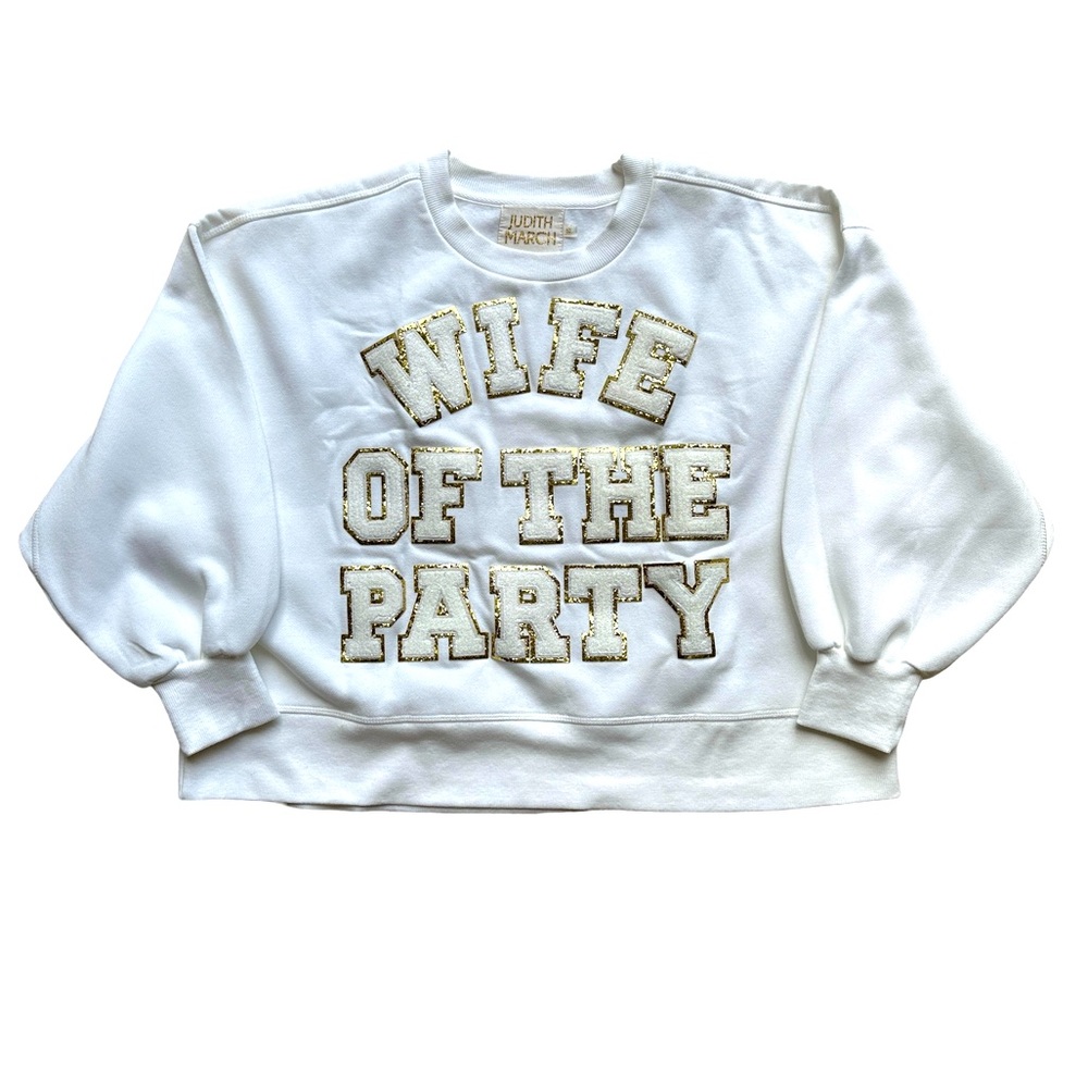 Judith March Wife Of The Party Sweatshirt White Gold Sequin